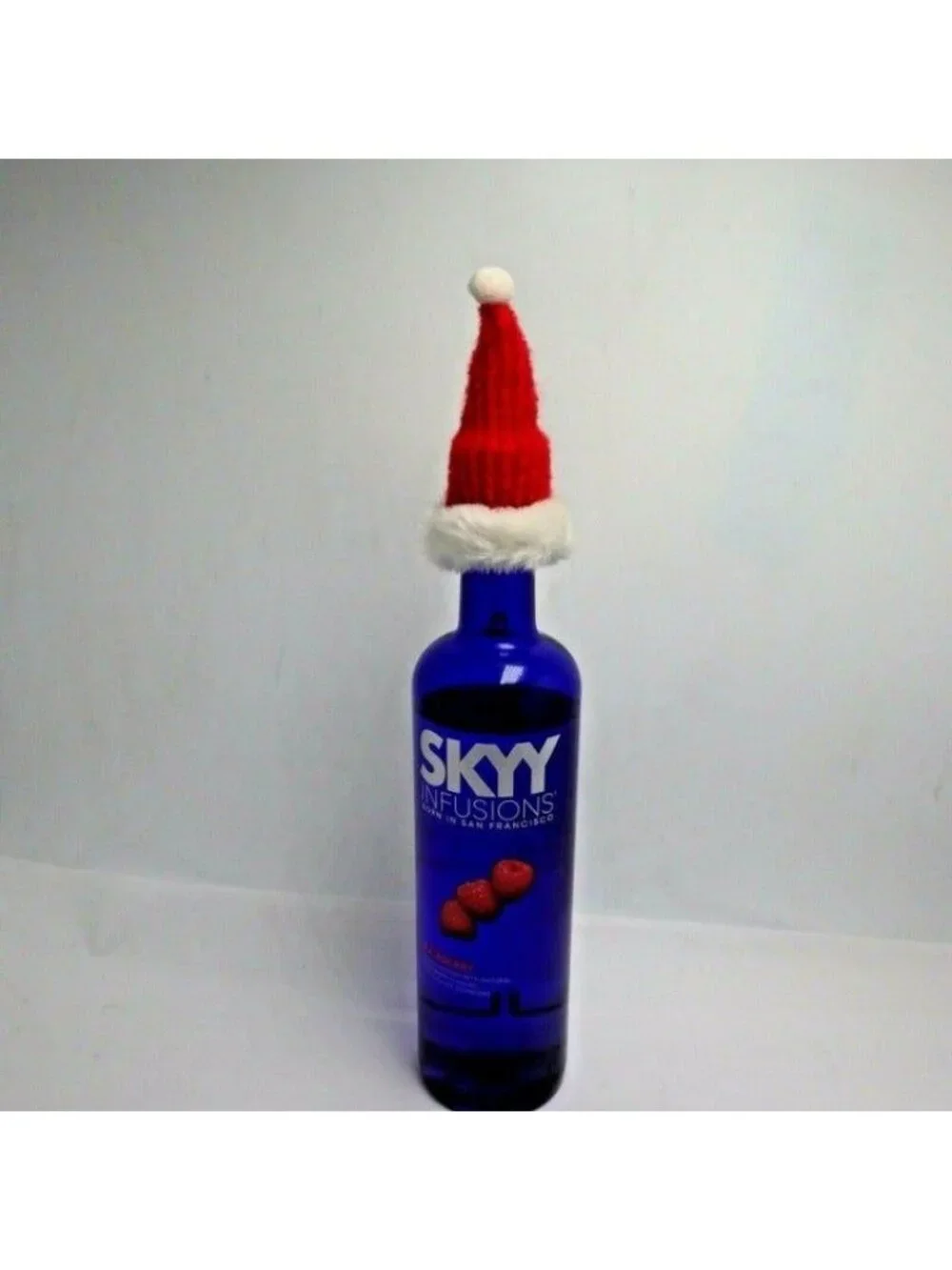 Santa Hat Wine Bottle Topper Christmas Holiday Red White Fleece